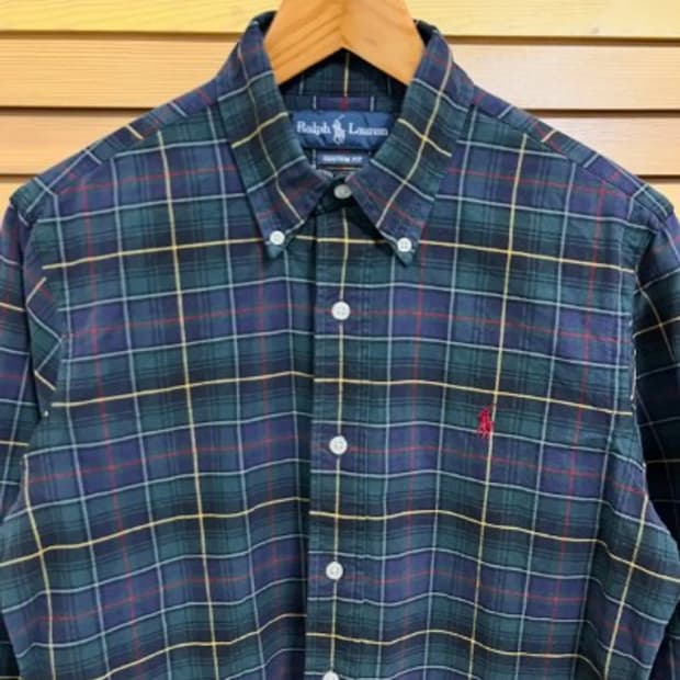 랄프로렌폴로 남성 카키체크패턴셔츠 S