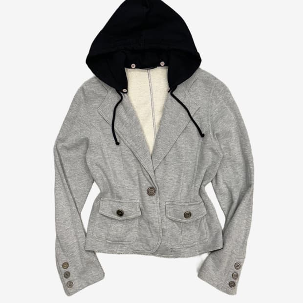 hood crop sweat blazer