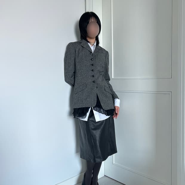 Grey Fitted Button Jacket / 빈티지 슬림핏 자켓