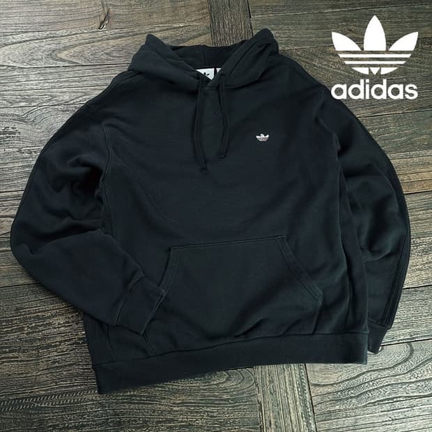 [아디다스 x 마크곤잘레스] 로고 자수 오버핏 후드티 블랙 M19535