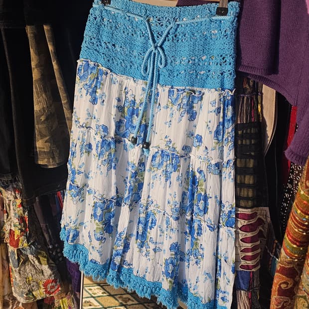 쿨톤 플라워 미디스커트