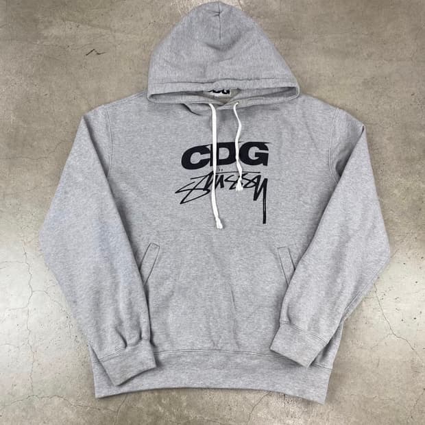 스투시 꼼데가르송 후드 그레이