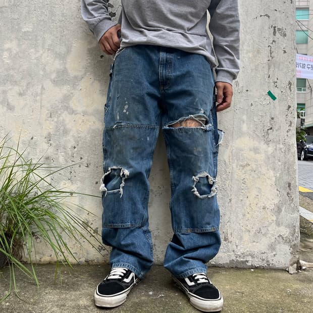 Carhartt 데미지 데님 더블니 (38“)