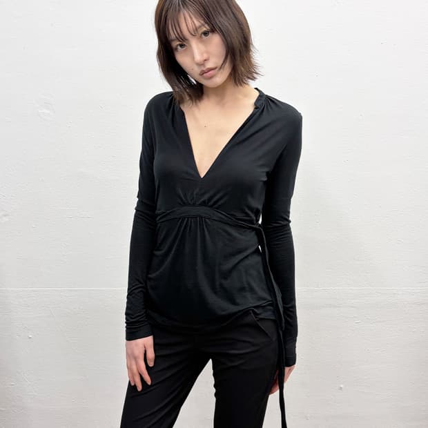 빈티지 브이넥 타이 저지 탑