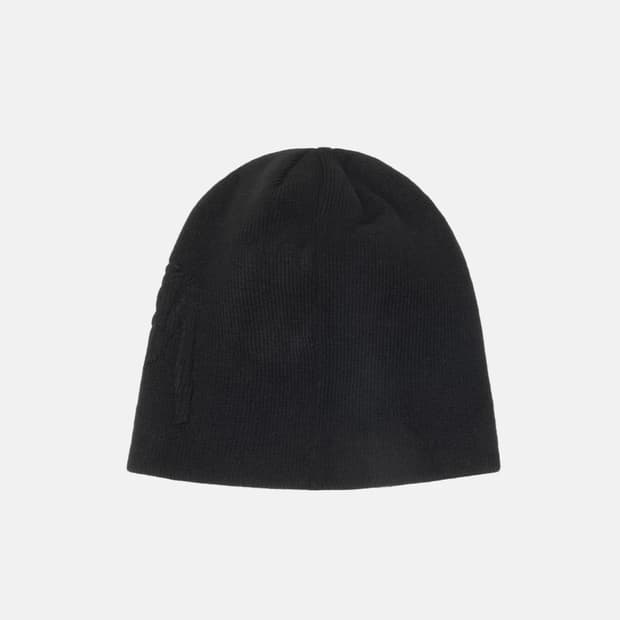스투시 엠보스 스무스 스탁 스컬캡 비니 블랙