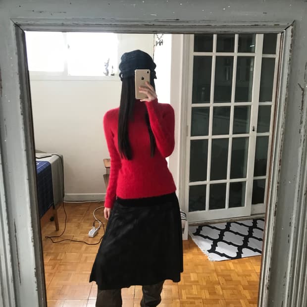 vintage red angora knit