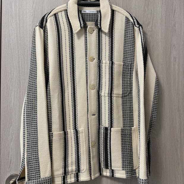 자라 zara 스트리이프 카라 자켓 M