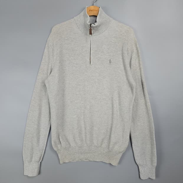 폴로 피마코튼 하프집업 니트 그레이 M