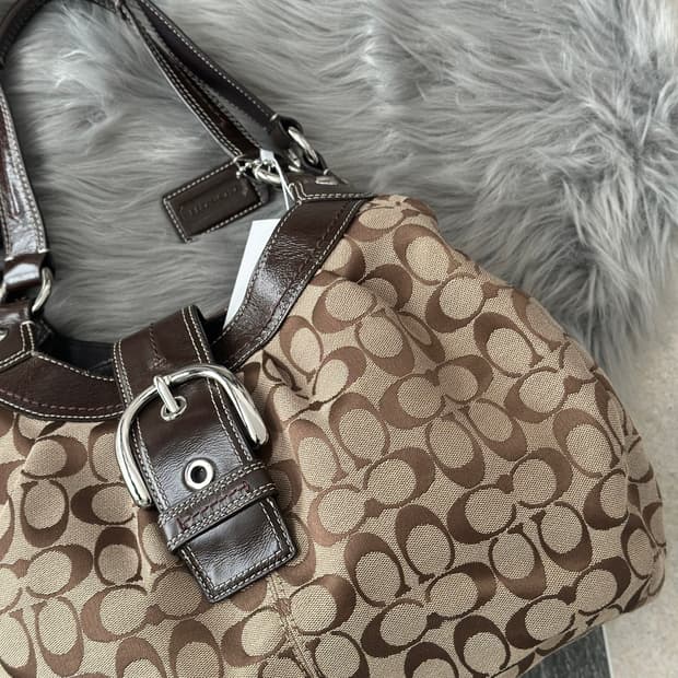 코치 자카드 버클 호보백 