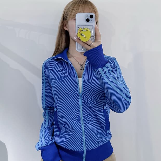 아디다스 00‘s 블루 트레포일 패턴 트랙탑