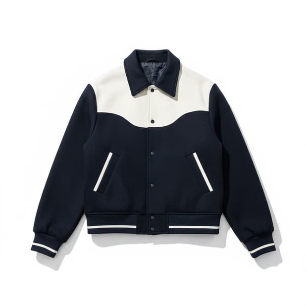 LMOOD(엘무드) 네이비 화이트 배색 야구 점퍼