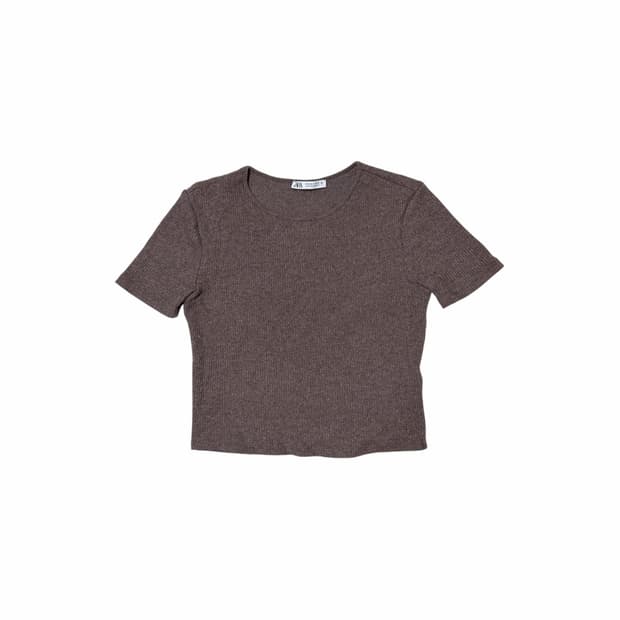 ZARA 리브드 크롭 티셔츠
