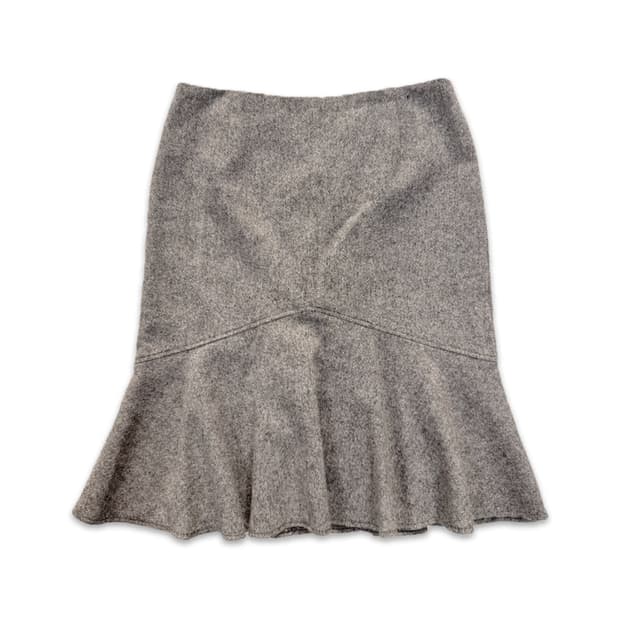 빈티지 브라운 프릴 미디 스커트