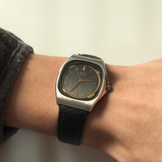 80s seiko silver wave gold-black combi