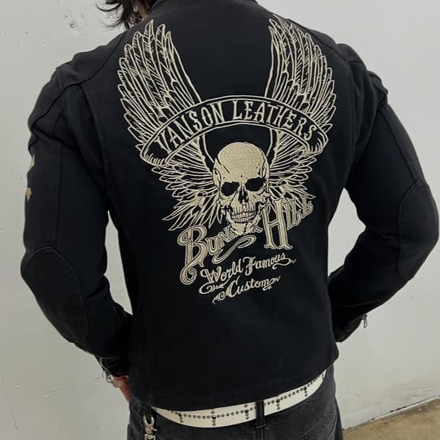 Vanson Leathers multi zip skull biker jk