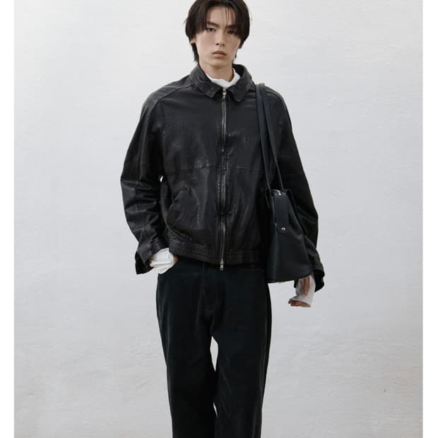 유스 25fw 신상 레더 블루종 M 