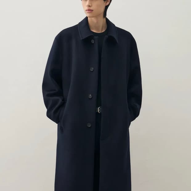 [새상품] [S] 드로우핏 프리미어 퓨어 캐시미어 발마칸 코트 딥 네이비