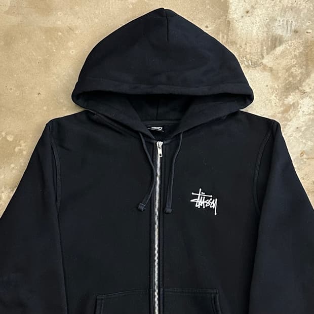 M 스투시 빅로고 블랙 기모 후드 집업