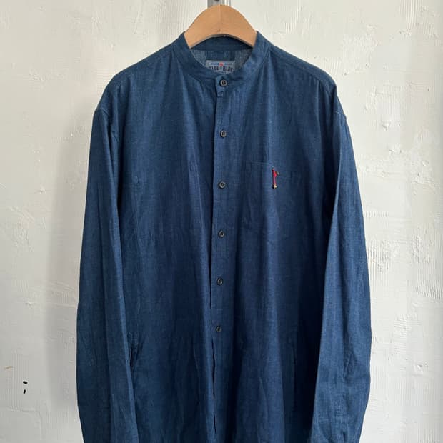 BLUE BLUE 블루블루 밴드 카라 데님 셔츠