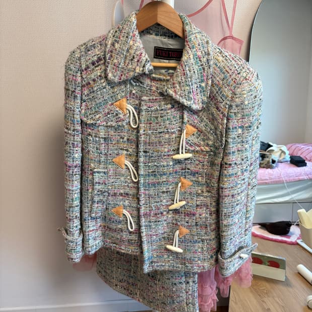 빈티지 더플코트 스커트 세트