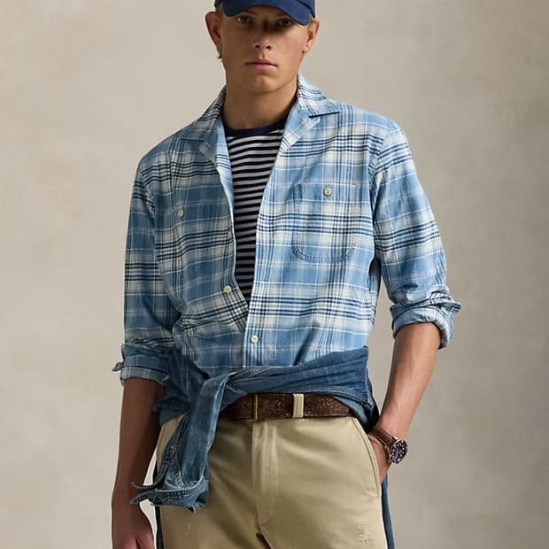 [M] 폴로 랄프로렌 클래식핏 인디고 플래드 캠프 셔츠