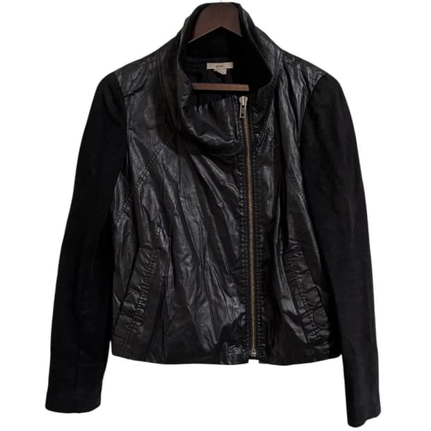 헬무트 랭 믹스 미디어 모토 바이커 자켓 블랙