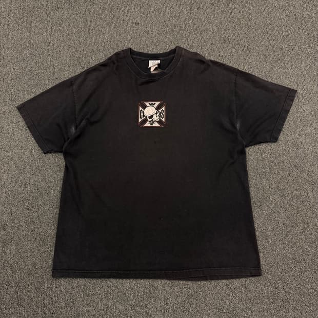 2XL) 웨스트 코스트 차퍼스 빈티지 스컬 프린팅 반팔 티셔츠