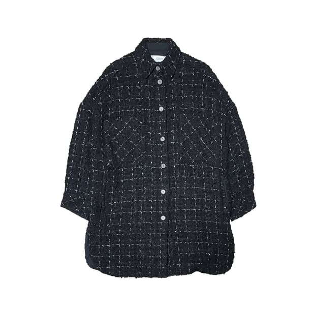 IRO 이로 블랙 트위드 오버 셔츠 자켓
