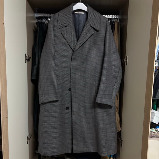 오라리 더블페이스 체크 코트