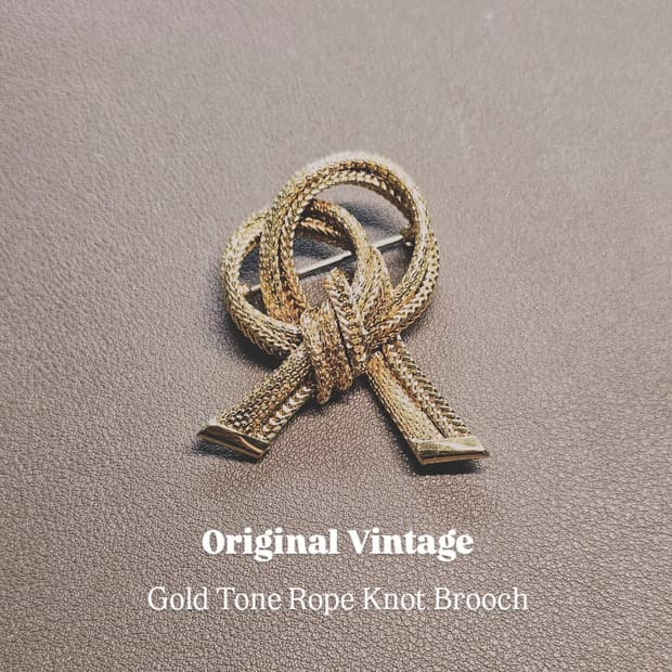 Original Vintage Golden Rope Knot 브로치