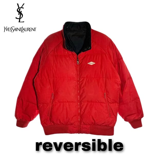 입생로랑 80‘s 로고 패치 덕다운 푸퍼 패딩