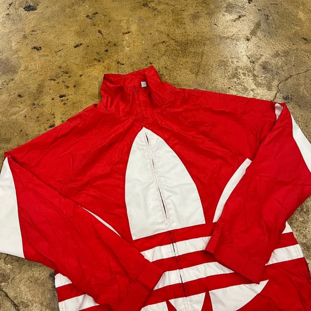 [정품/2XL] 아디다스 빅트레포일 바람막이 레드 b8