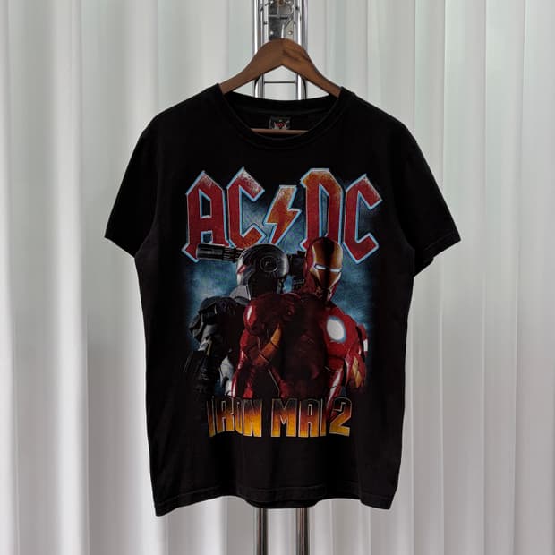 HOT ROCK 빈티지 AC/DC 아이언맨 프린팅 티셔츠