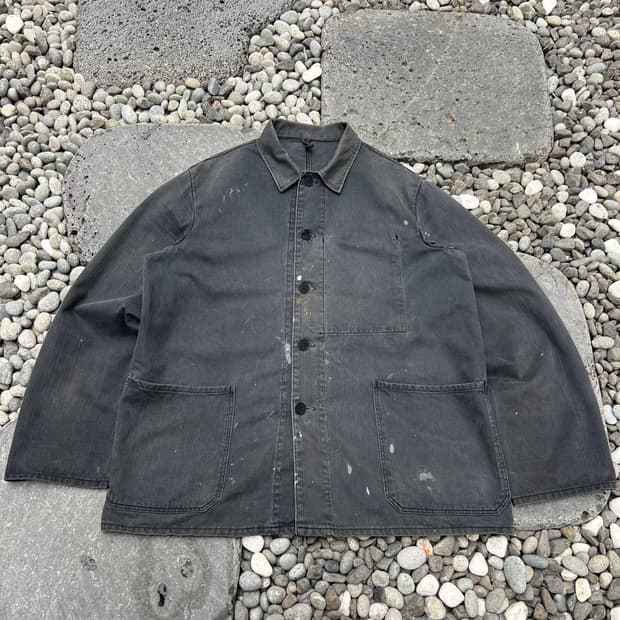 HARD FADED BLACK HBT 헤링본블랙프렌치워크자켓