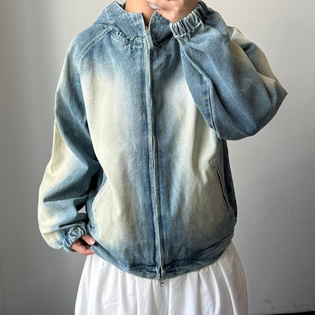 [M] 위캔더스 워싱 데님 후드집업