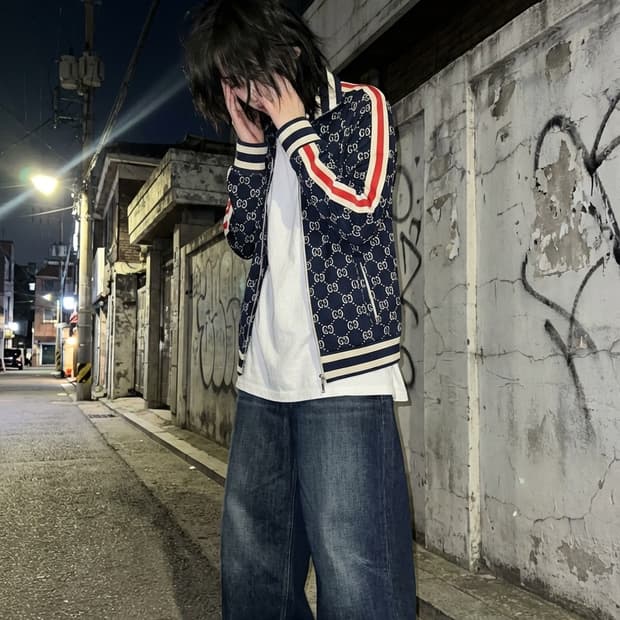 구찌 GG 모노그램 웹 트랙 자켓