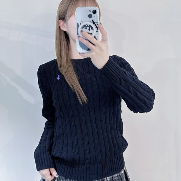 폴로랄프로렌 블랙 포니 케이블 니트