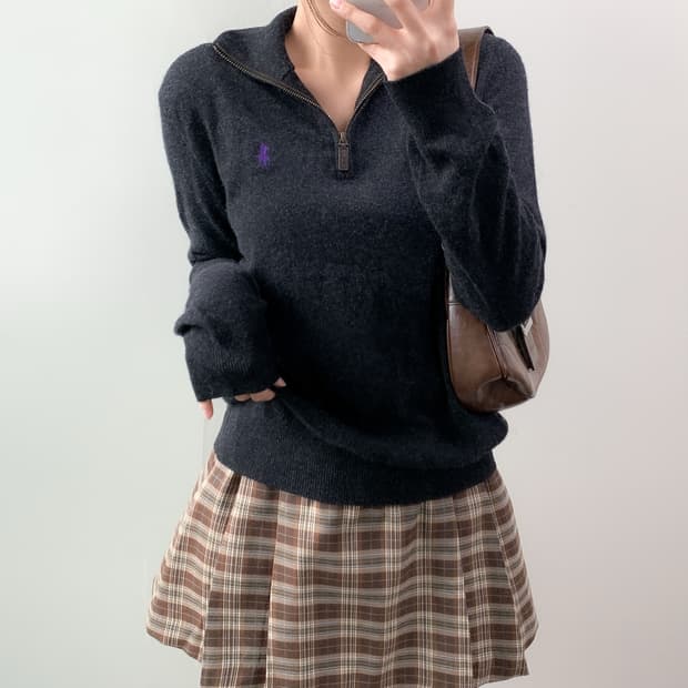 폴로 반집업 니트 