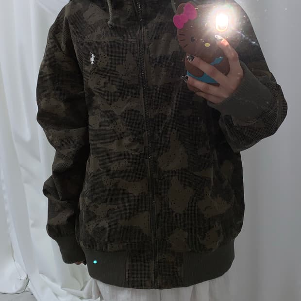 Polo camo zip-up hoodie