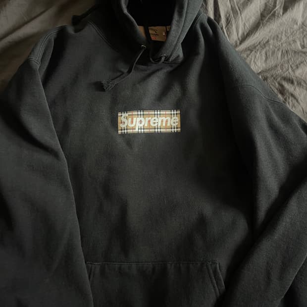 [XL] 슈프림 버버리 박스로고 후드 블랙