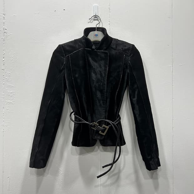 구찌 소가죽 실크 벨티드 집업 자켓 38사이즈 xs