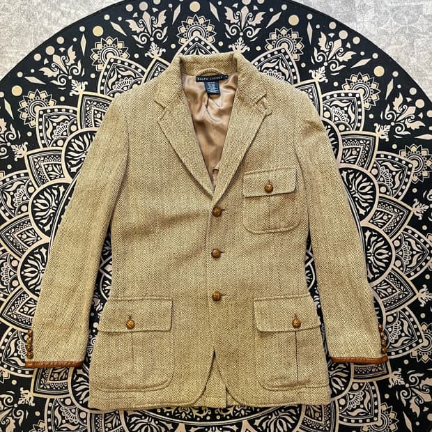 랄프로렌 울 실크 린넨 혼방 헤링본 자켓(이탈리아제)