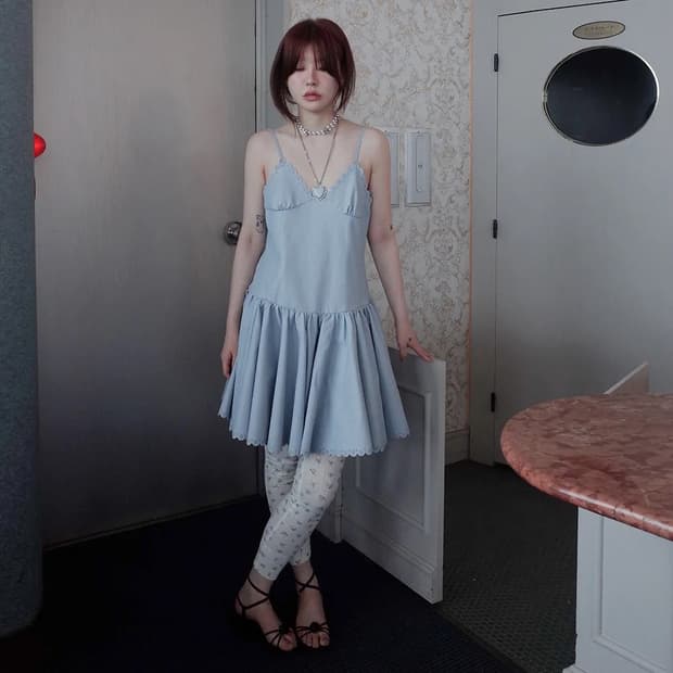 프레클 lace faux leather dress