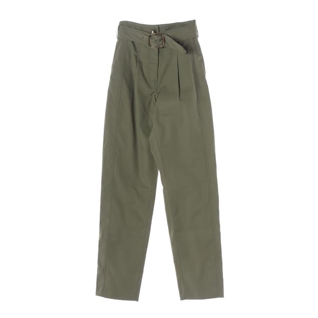 산드로 벨티드 핀턱 코튼 팬츠 카키 34