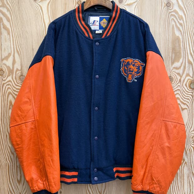 90s 로고어슬레틱 NFL 시카고 베어스 바시티 자켓