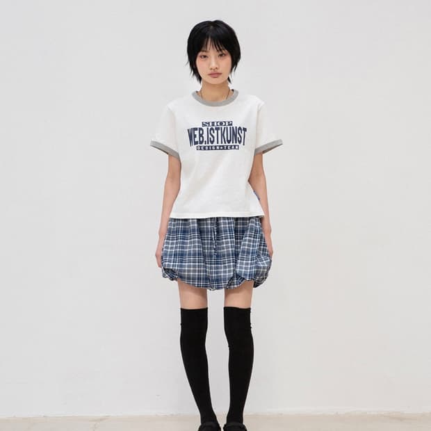 이스트쿤스트 숍 크롭 링거 티셔츠