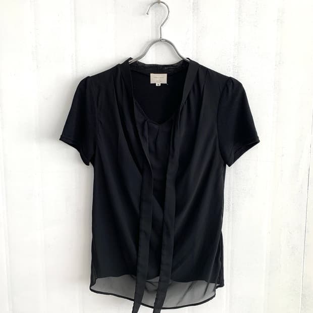 Black Sheer Scarf Blouse