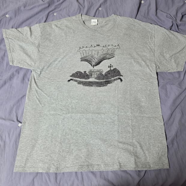 빈티지 그래픽 반팔 티셔츠 그레이 2XL