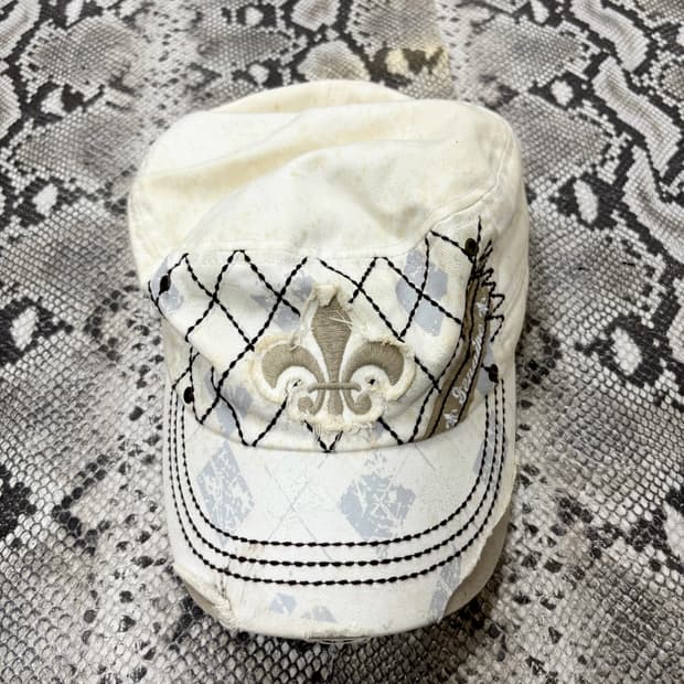 “Vintage” White Cross Patch Cap