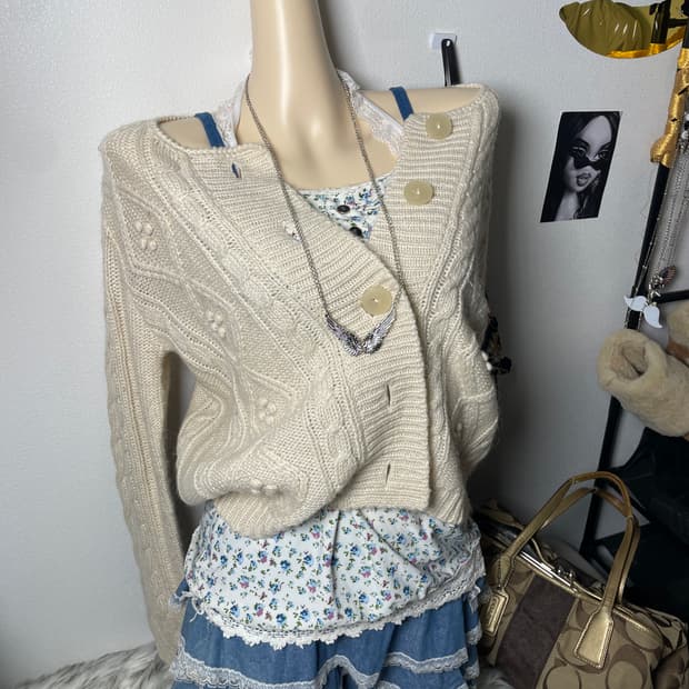 빈티지 아이보리 가디건